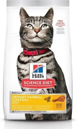 Hill's Science Diet Adult Urinary Hairball Control Dry Cat Food, 3.5-lb
