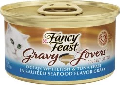 Fancy Feast Gravy Lovers Ocean Whitefish & Tuna Feast In Sauteed Seafood Flavor Gravy Canned Cat Food, 3-oz