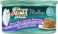Fancy Feast Medleys White Meat Chicken Primavera Canned Cat Food, 3-oz