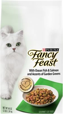 Fancy Feast Gourmet Ocean Fish & Salmon & Accents Of Garden Greens Dry Cat Food, 3-lb