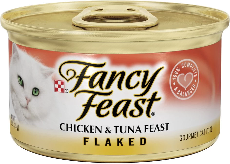 Fancy Feast Flaked Chicken & Tuna Feast Canned Cat Food, 3-oz