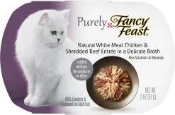 Purely Fancy Feast White Meat Chicken & Shredded Beef Tray Cat Food, 2-oz
