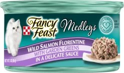 Fancy Feast Medleys Wild Salmon Florentine Canned Cat Food, 3-oz