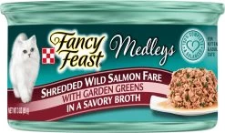 Fancy Feast Medleys Shredded Wild Salmon Fare Canned Cat Food, 3-oz