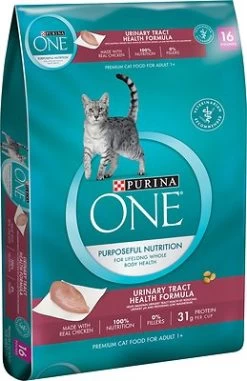 Purina ONE Urinary Tract Health Formula Adult Premium Dry Cat Food, 16-lb