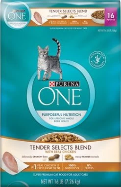 Purina ONE Tender Selects Blend With Real Chicken Dry Cat Food, 16-lb