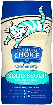 Premium Choice Carefree Kitty Unscented Solid Scoop Cat Litter, 25-lb