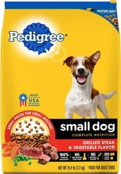 Pedigree Small Dog Complete Nutrition Grilled Steak & Vegetable Flavor Small Breed Dry Dog Food, 15.9-lb