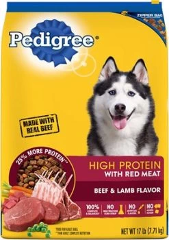 Pedigree High Protein Beef & Lamb Flavor Adult Dry Dog Food, 17-lb