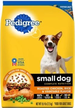Pedigree Small Dog Complete Nutrition Roasted Chicken, Rice & Vegetable Flavor Small Breed Dry Dog Food, 15.9-lb