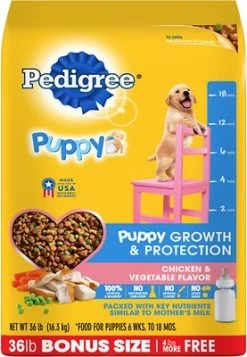 Pedigree Puppy Growth & Protection Chicken & Vegetable Flavor Dry Dog Food, 36-lb