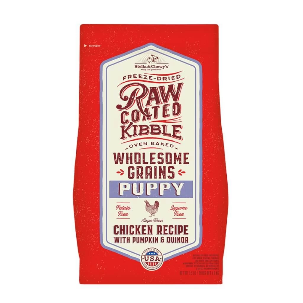 Stella & Chewy's Raw Coated Kibble Wholesome Grains Puppy Chicken Recipe With Pumpkin & Quinoa Dry Dog Food, 3.5-lb