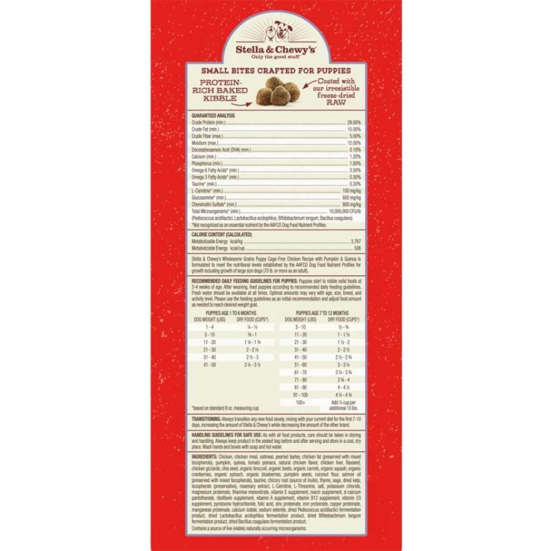 Stella & Chewy's Raw Coated Kibble Wholesome Grains Puppy Chicken Recipe With Pumpkin & Quinoa Dry Dog Food, 3.5-lb - Image 3