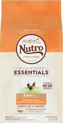 Nutro Wholesome Essentials Puppy Farm Raised Chicken, Brown Rice & Sweet Potato Recipe Dry Dog Food, 5-lb