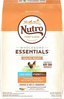 Nutro Wholesome Essentials Healthy Weight Large Breed Adult Farm Raised Chicken, Rice & Sweet Potato Recipe Dry Dog Food, 30-lb