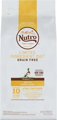 Nutro Limited Ingredient Diet Grain-Free Adult Duck & Lentils Recipe Dog Food, 4-lb