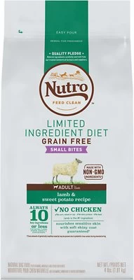 Nutro Limited Ingredient Diet Grain-Free Small Bites Adult Lamb & Sweet Potato Recipe Dog Food, 4-lb