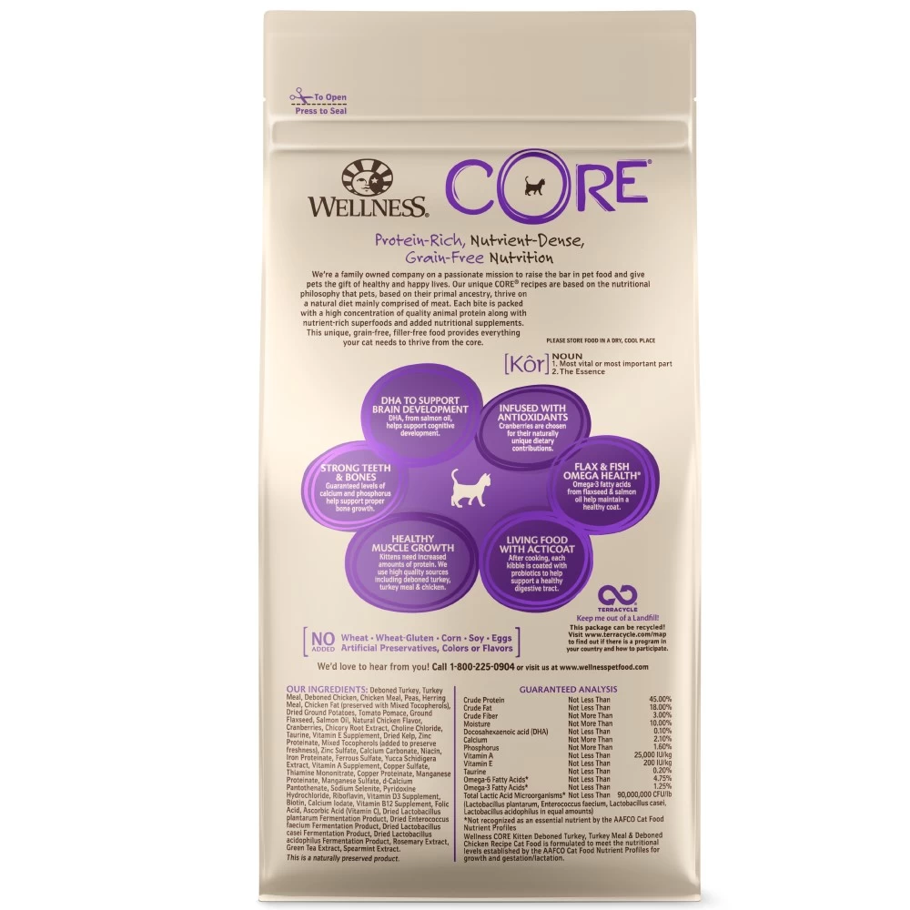 Wellness CORE Grain-Free Kitten Formula Dry Cat Food, 2-lb - Image 2