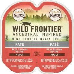 Nutro Wild Frontier Real Salmon Recipe Pate Adult High-Protein Grain-Free Cat Food Trays, 2.65-oz, Case Of 24 Twin-packs (**)