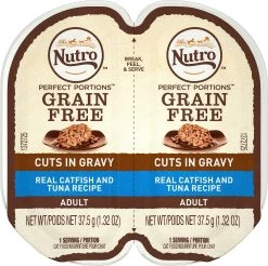 Nutro Perfect Portions Grain-Free Cuts In Gravy Real Catfish & Tuna Recipe Cat Food Trays, 2.65-oz, Case Of 24 Twin-packs (**)