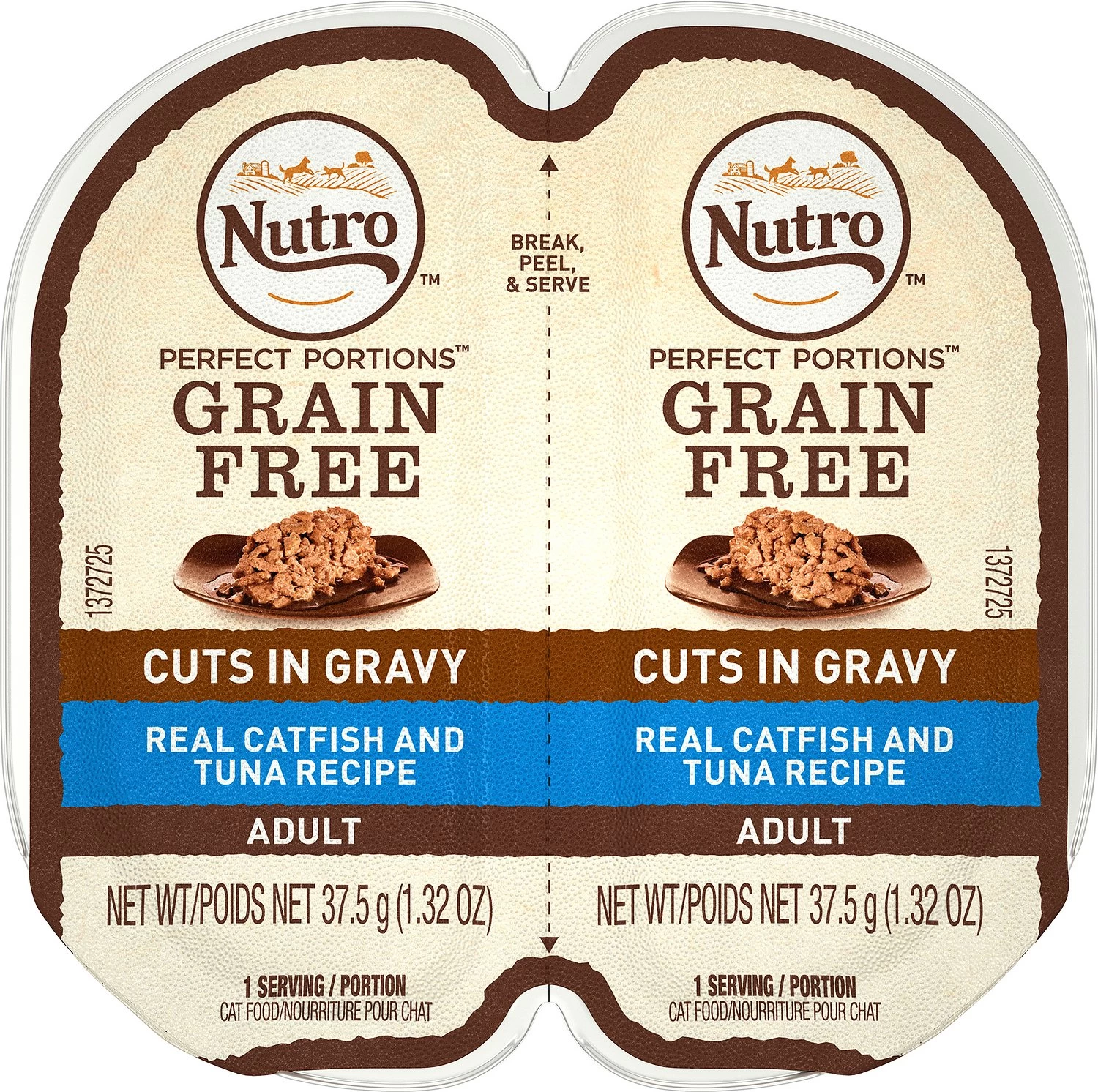 Nutro Perfect Portions Grain-Free Cuts In Gravy Real Catfish & Tuna Recipe Cat Food Trays, 2.65-oz, Case Of 24 Twin-packs (**)