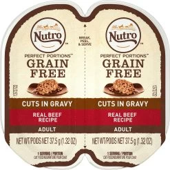 Nutro Perfect Portions Grain-Free Cuts In Gravy Real Beef Recipe Cat Food Trays, 2.65-oz, Case Of 24 Twin-packs (**)