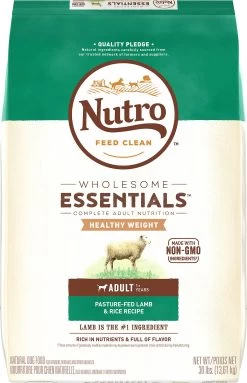 Nutro Wholesome Essentials Healthy Weight Adult Pasture Fed Lamb & Rice Recipe Dry Dog Food, 30-lb