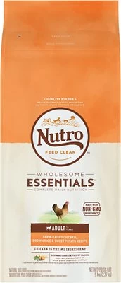 Nutro Wholesome Essentials Adult Farm Raised Chicken, Brown Rice & Sweet Potato Recipe Dry Dog Food, 5-lb