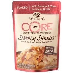 Wellness CORE Simply Shreds Grain-Free Wild Salmon & Tuna Wet Cat Food Topper, 1.75-oz