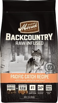 Merrick Backcountry Raw Infused Pacific Catch Recipe With Salmon, Whitefish & Trout Grain-Free Dry Dog Food, 4-lb