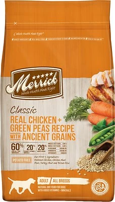 Merrick Classic Real Chicken + Green Peas Recipe With Ancient Grains Adult Dry Dog Food, 25-lb (**)