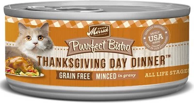 Merrick Purrfect Bistro Grain-Free Thanksgiving Day Dinner Minced In Gravy Canned Cat Food, 3-oz, Case Of 24 (**)