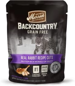 Merrick Backcountry Grain-Free Morsels In Gravy Real Rabbit Recipe Cuts Cat Food Pouches, 3-oz, Case Of 24 (**)