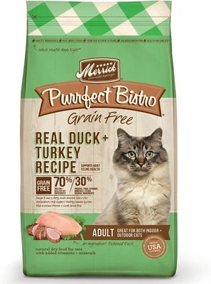 Merrick Purrfect Bistro Grain-Free Real Duck & Turkey Recipe Adult Dry Cat Food, 4-lb