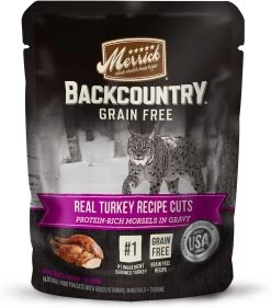 Merrick Backcountry Grain-Free Morsels In Gravy Real Turkey Recipe Cuts Cat Food Pouches, 3-oz, Case Of 24 (**)