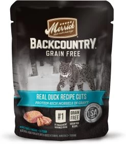 Merrick Backcountry Grain-Free Morsels In Gravy Real Duck Recipe Cuts Cat Food Pouches, 3-oz, Case Of 24 (**)
