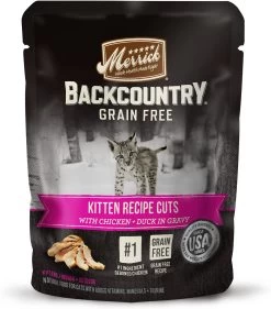 Merrick Backcountry Grain-Free Kitten Recipe Cuts Chicken & Duck In Gravy Cat Food Pouches, 3-oz, Case Of 24 (**)