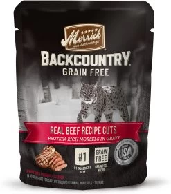 Merrick Backcountry Grain-Free Morsels In Gravy Real Beef Recipe Cuts Cat Food Pouches, 3-oz, Case Of 24 (**)