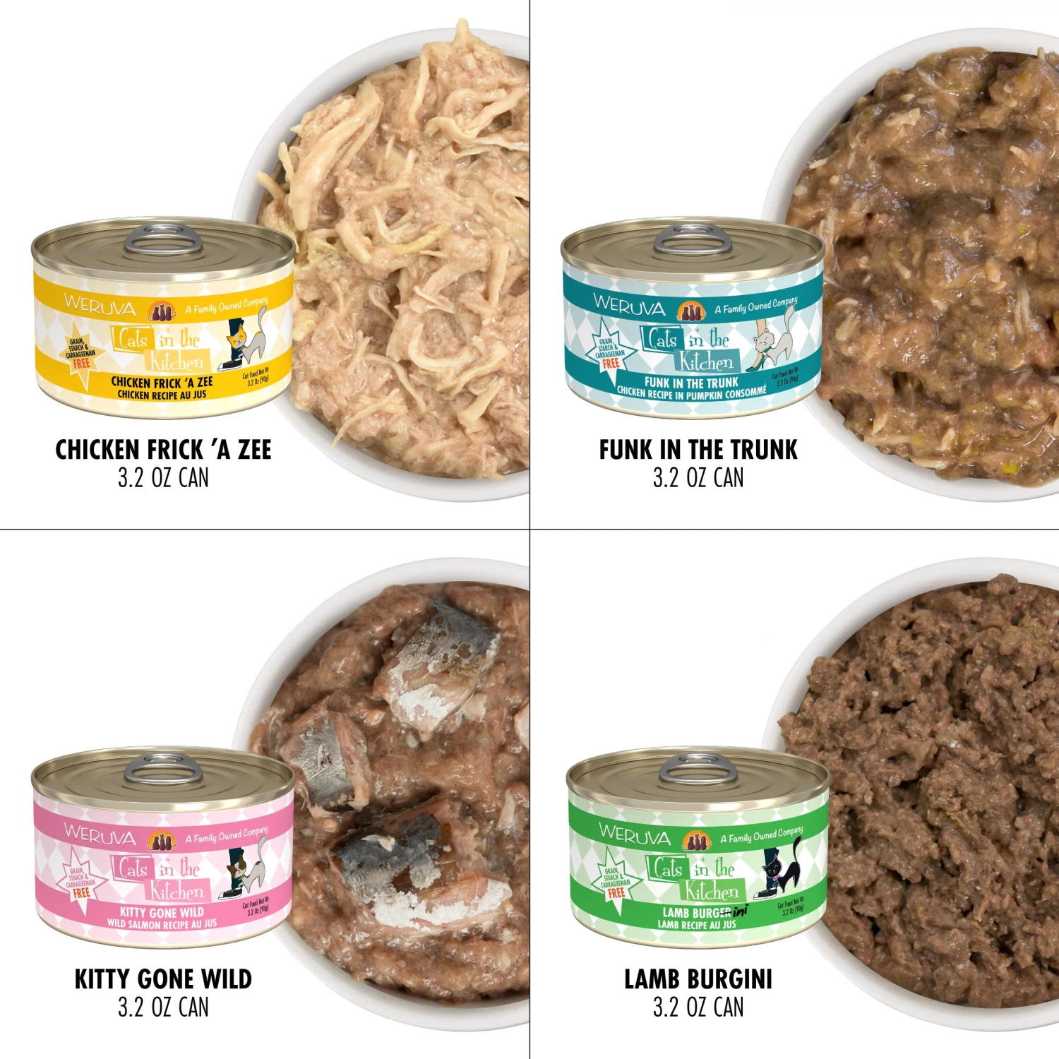 Weruva Cats In The Kitchen Kitchen Cuties Variety Pack Grain-Free Canned Cat Food, 3.2-oz, 12-pack - Image 2