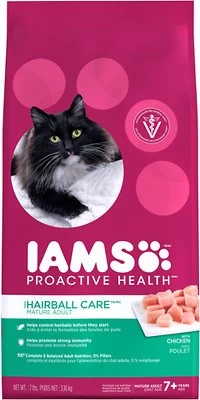 Iams ProActive Health Mature Adult Hairball Care Dry Cat Food, 7-lb