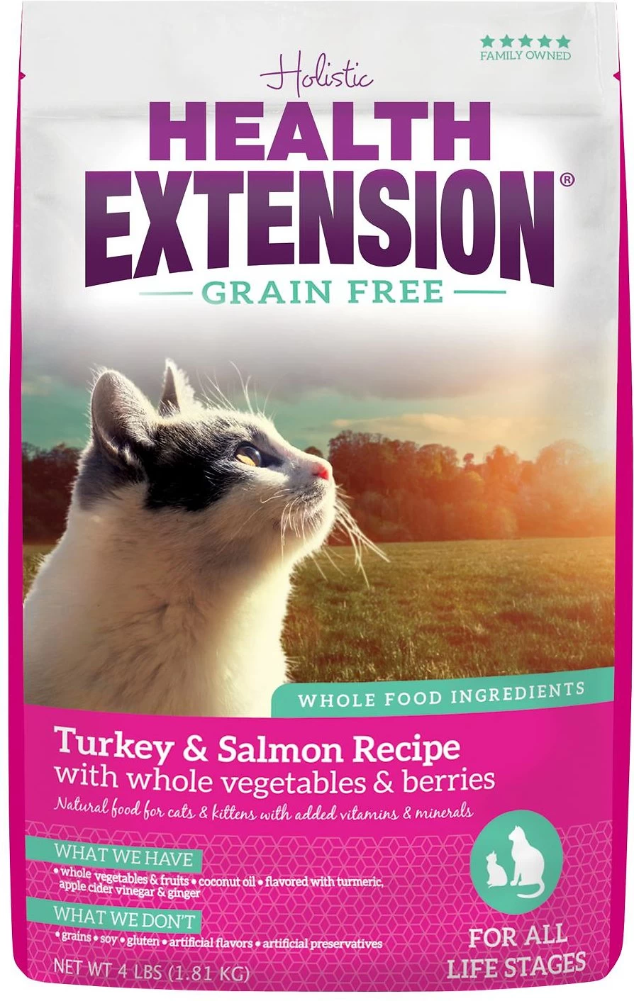 Health Extension Grain-Free Turkey, Salmon & Chickpea Recipe Dry Cat Food, 4-lb