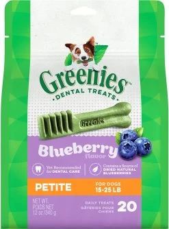 Greenies Bursting Blueberry Petite Dental Dog Treats, 20-count