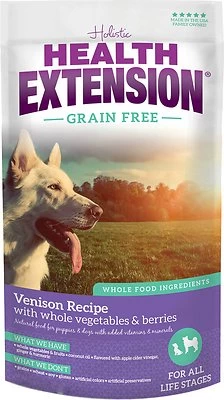 Health Extension Grain-Free Venison Recipe Dry Dog Food, 4-lb