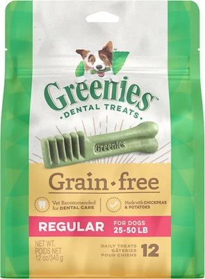 Greenies Grain-Free Regular Dental Dog Treats, 12-count