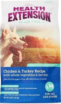 Health Extension Grain-Free Chicken & Turkey Recipe Dry Dog Food, 4-lb