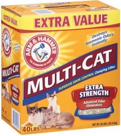 Arm & Hammer Litter Multi-Cat Strength Fresh Scent Clumping Litter, 40-lb Box