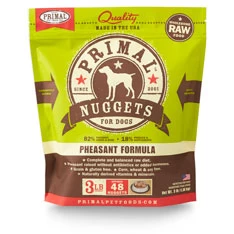 Primal Pet Foods Raw Frozen Nuggets Pheasant Formula Dog Food, 3-lb (**)