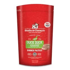 Stella & Chewy's Duck Duck Goose 8-oz Dinner Patties Grain-Free Raw Frozen Dog Food, 6-lb