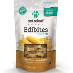 Pet Releaf Edibites Peanut Butter & Banana Large Breed Dog Treats, 30-count