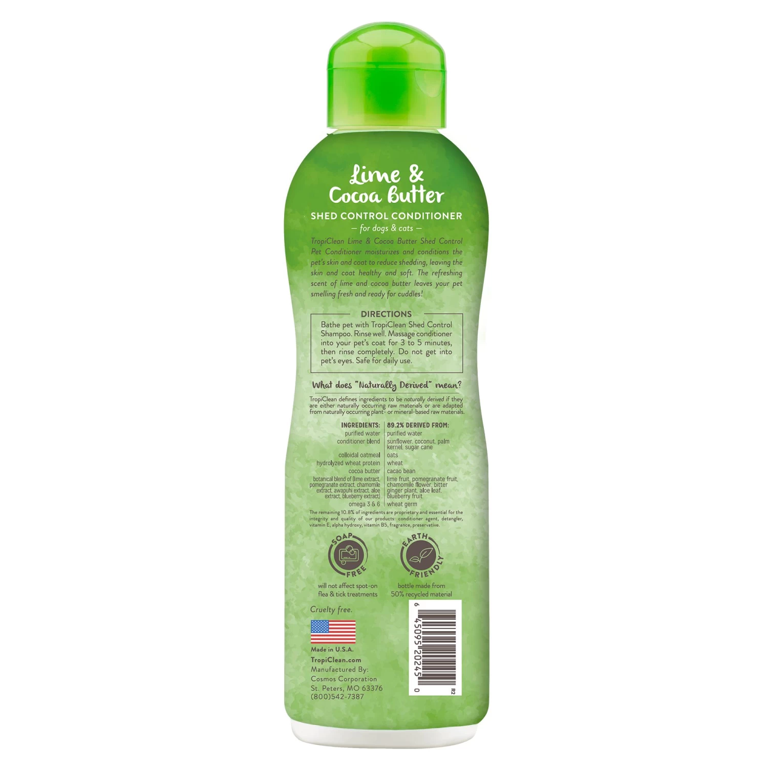 Tropiclean Lime & Cocoa Butter Shed Control Pet Conditioner, 20-oz - Image 2